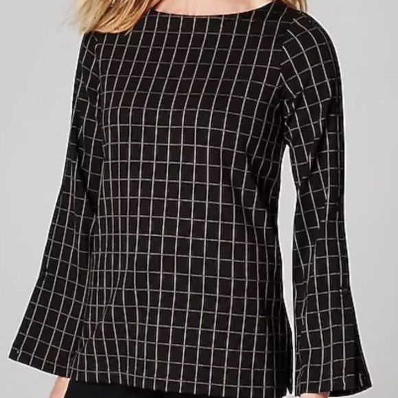 NWT J. Jill Black & Camel Ponte Window Pane Tunic Top Size Large - Picture 1 of 10